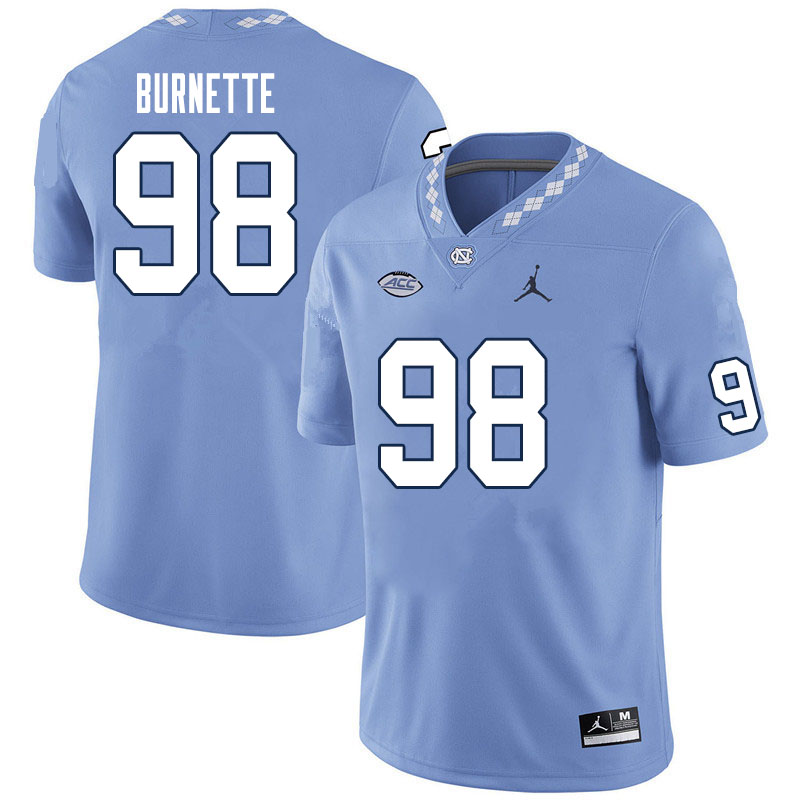 Men #98 Noah Burnette North Carolina Tar Heels College Football Jerseys Sale-Carolina Blue